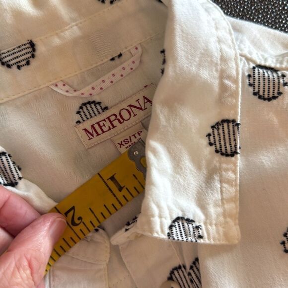 Merona White with black dots Tunic pullover size XS - Picture 6 of 9